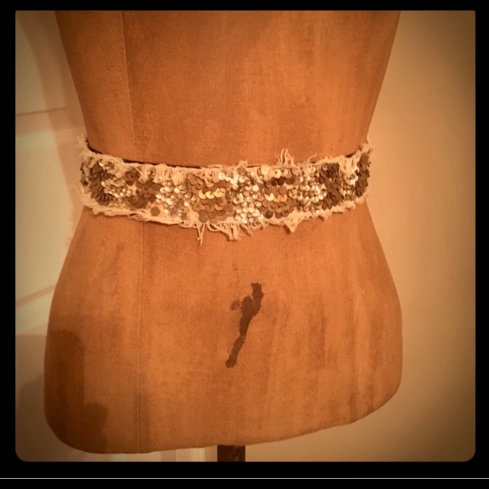 Anthropologie Gold Sequin Belt